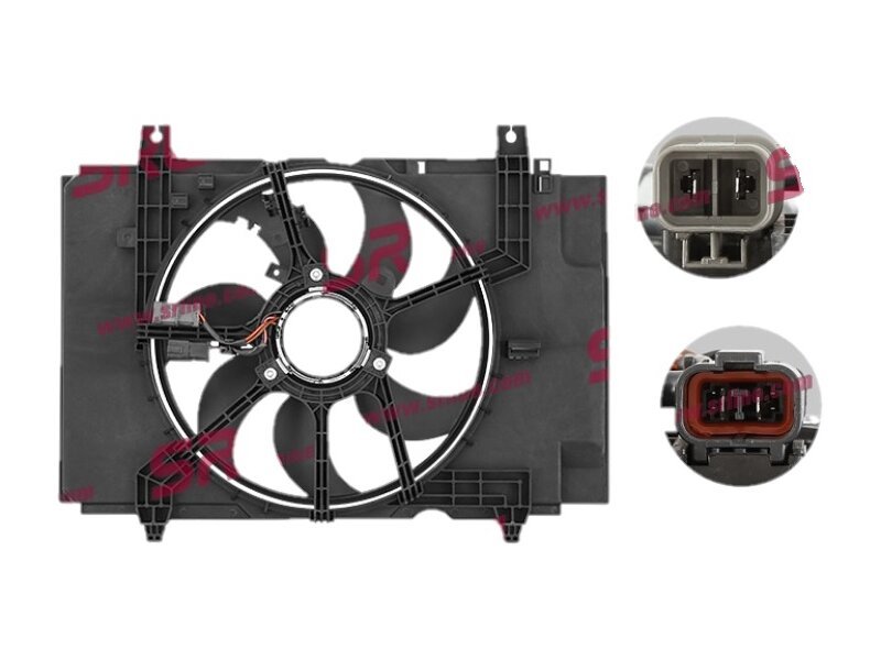 GMV radiator electroventilator Nissan Juke (F15), 2010-, motor 1.6, benzina, cutie M/CVT, 375 mm; (2 +2) pini