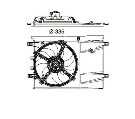 GMV radiator electroventilator Fiat Fiorino, 2007-, QUBO, 2007-, motor 1.4, benzina, fara AC, 2 pini