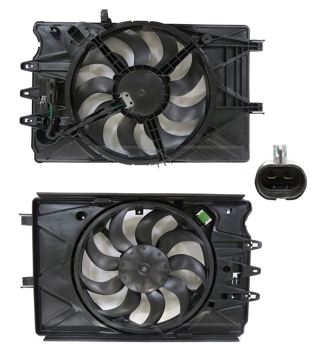 GMV radiator electroventilator Fiat 500L, 2012-, motor 1.4 Multiair Turbo, benzina, 405 mm; (2 +2) pini