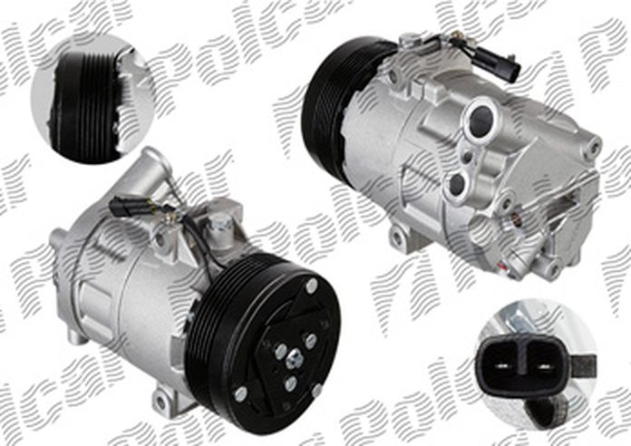 Compresor aer conditionat Fiat 500L, 2012-, motor 1.3 MultiJet 55/62/70kw, diesel; Tipo, 2016-, motorizare 1.3 MultiJet 70kw, diesel si 1.6 81kw, benzina, rola curea 110 mm, 6 caneluri, Delphi tip: CVC