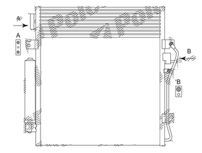 Condensator climatizare Dodge Nitro, 06.2007-12.2012, motor 2.8 CRD, 130 kw diesel, cutie automata, full aluminiu brazat, 510(470)x520(514)x16 mm, fara filtru uscator