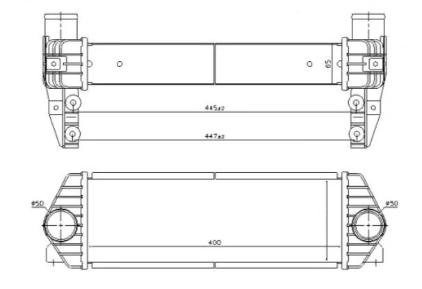 Intercooler Ford Transit Connect, 05.2002-08.2006, motor 1.8 TD 55kw, diesel, cu/fara AC, aluminiu brazat/plastic, 400x128x64 mm,