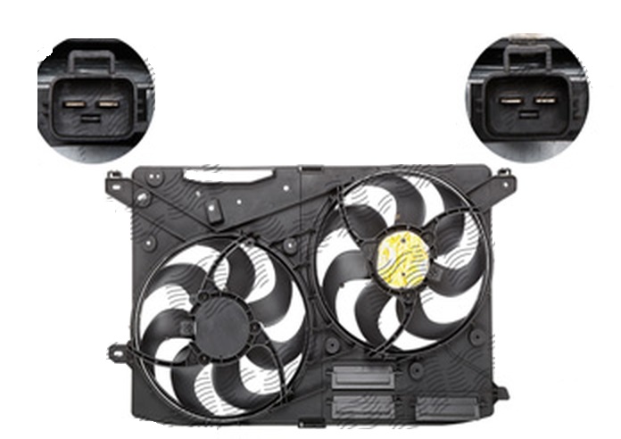 GMV radiator electroventilator Ford Fusion (USA), 2012-, motor 2.5, benzina, Fusion Hybrid (USA), 2012-, motor 2.0, benzina/electric, 335 / 335 mm; (2 +2) pini