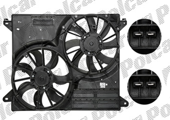 GMV radiator electroventilator Ford Edge, 2014-, motor 2.0 Ecoboost, 2.7 V6 Ecoboost, 3.5 V6, benzina, 364/390 mm; (2 +2) pini