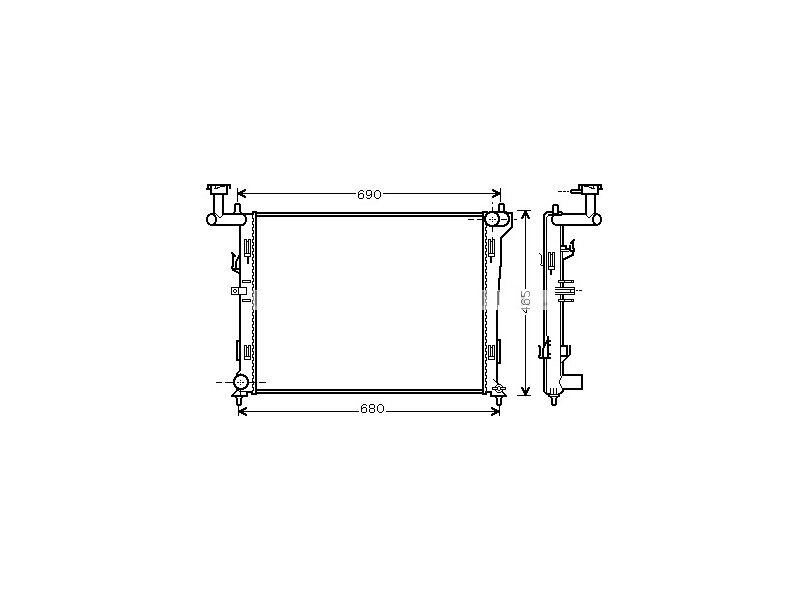 Radiator racire Hyundai Elantra, 06.2006-2011, motor 1.6, 90 kw; 2.0, 102 kw, benzina, cutie manuala, cu/fara AC, 600x451x23 mm, aluminiu/plastic,