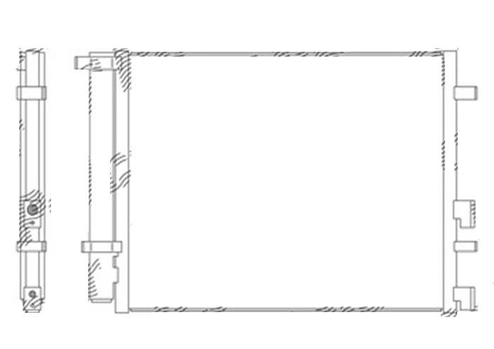 Condensator climatizare Hyundai I20, 09.2008-12.2012, motor 1.4 CRDI, 55 kw/1.6 CRDI, 85kw/94 kw diesel, cutie manuala, full aluminiu brazat, 520(470)x380(360)x16 mm, cu uscator si filtru integrat