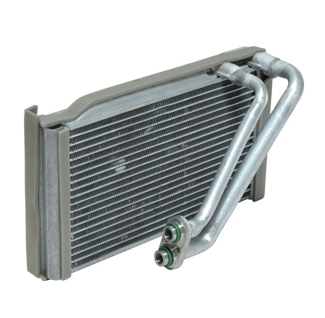 Evaporator aer conditionat Hyundai Santa Fe (DM), 2012-2018 motor 2.4; 3.3 V6, benzina, full aluminiu brazat, 145x265x35 mm, iesire 14, 4 mm, intrare 14, 4 mm, din spate, tehnologie cu curgere paralela,