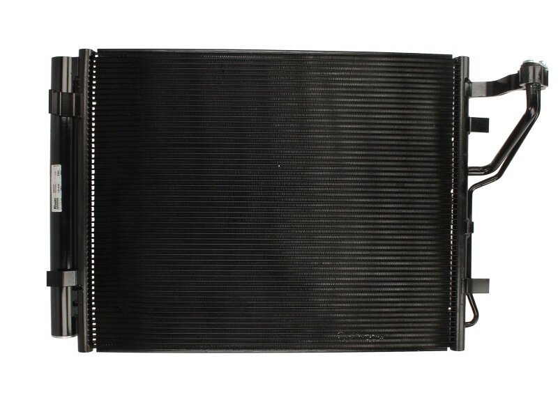 Condensator climatizare OEM/OES Hyundai Elantra, 01.2006-12.2011, motor 1.6, 90 kw; 2.0, 102 kw/105 kw benzina, cutie manuala/automata, full aluminiu brazat, 610(570)x395(380)x12 mm, cu uscator si filtru integrat