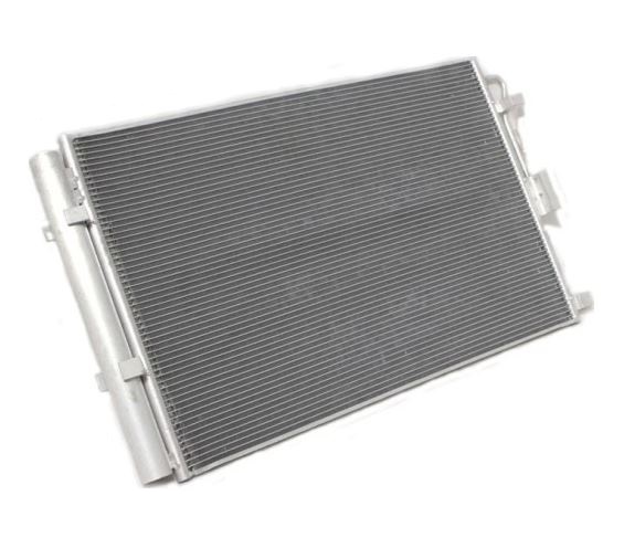 Condensator climatizare Kia Soul, 02.2009-02.2014, motor 1.6, 103 kw benzina, cutie manuala, full aluminiu brazat, 610(575)x395(375)x12 mm, cu uscator si filtru integrat