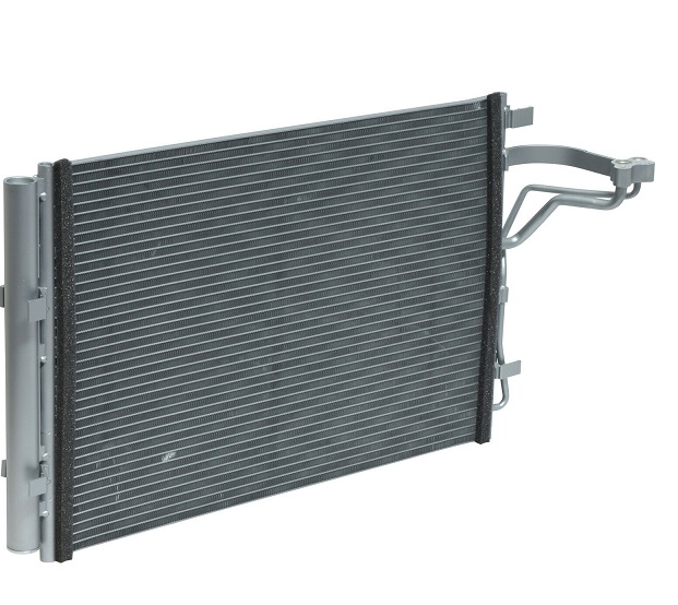 Condensator climatizare Kia Soul (PS), 02.2014-2019, motor 1.6, 97 kw; 2.0, 113 kw benzina, cutie manuala/automata, full aluminiu brazat, 610(570)x390(370)x16 mm, cu uscator si filtru integrat