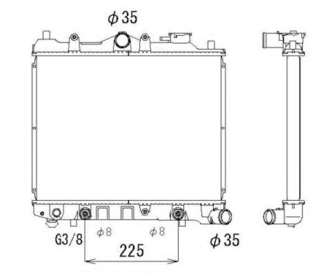 Radiator racire Mazda 323, 05.1985-06.1989, motor 1.1, 40 kw, 1.3, 44 kw; 1.5, 55 kw; 1.6, 76 kw, benzina, cutie automata 448x352x26 mm, aluminiu brazat/plastic,