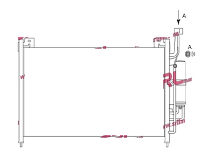 Condensator climatizare Mazda 2, 10.2007-2014, motor 1.3, 55 kw benzina, 1.4 d, 50 kw diesel, cutie manuala, full aluminiu brazat, 615 (570)x350x16 mm, cu uscator filtrat