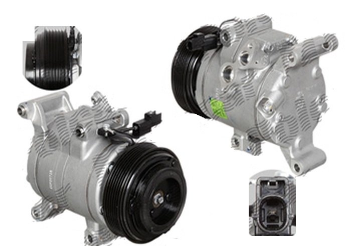 Compresor aer conditionat Mazda 3, 2013-, motorizare 1.5 74/88kw; 2.0 88/121kw, benzina, rola curea 115 mm, 6 caneluri, tip Hella: RS13