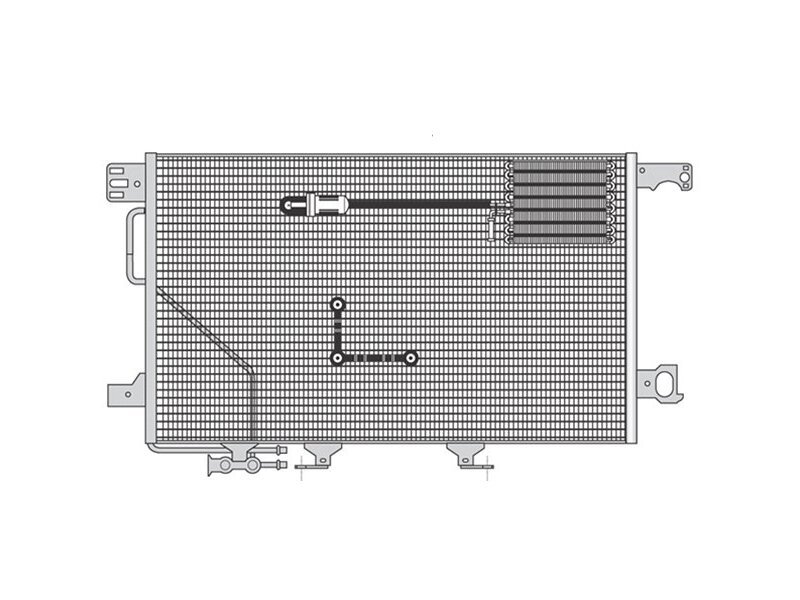 Condensator climatizare Mercedes Clasa C (W203, S203), 06.2004-08.2007, motor 2.7 CDI, 125 kw diesel, cutie manuala/automata, C270 CDI;, full aluminiu brazat, 630(580)x375x16 mm, fara filtru uscator