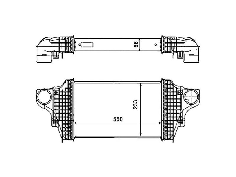 Intercooler Mercedes Clasa M (W164), 04.2009-2012, ML300 CDI, ML300 CDI motor 3.0 CDI 140/150/165/170kw, diesel, cu/fara AC, aluminiu brazat/plastic, 550x237x50 mm,