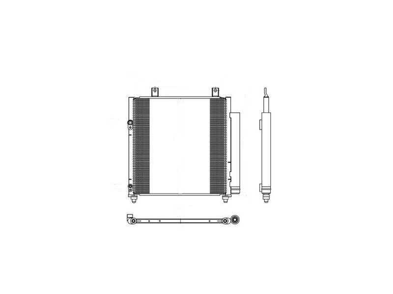 Condensator climatizare Mitsubishi Space Star, 05.2012-11.2015, motor 1.0, 52 kw; 1.2, 57 kw/59 kw benzina, cutie manuala, full aluminiu brazat, 410(370)x390(380)x16 mm, cu uscator si filtru integrat