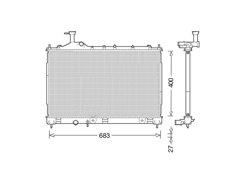 Radiator racire Mitsubishi Outlander (GG/GF), 08.2012-, motor 2.2 DI-D, 110 kw, diesel, cutie automata, cu/fara AC, 683x400x27 mm, Koyo, aluminiu brazat/plastic