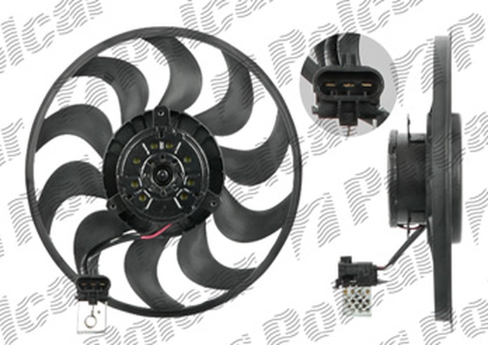 GMV ventilator radiator Opel Astra H OPC, 2004-2014, Zafira OPC B (T98), 2005-2011 motor 2.0 T, benzina, cu AC/fara AC, 180 W; 335 mm; 3 pini, cu pre-rezistor