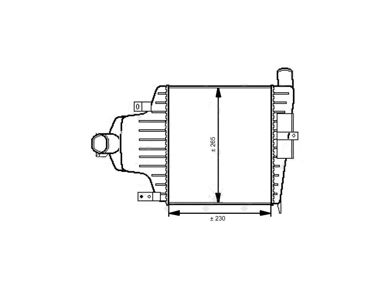 Intercooler Opel Astra H, 02.2004-2014, motor 1.6 T 132kw, 2.0 T 125/147kw, benzina, cutie manuala, cu/fara AC, aluminiu brazat/plastic, 231x264x40 mm,