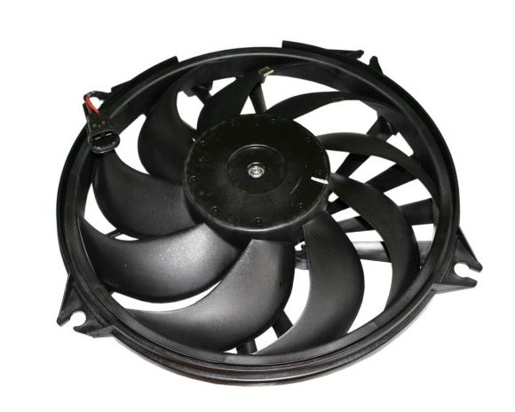 GMV radiator electroventilator Citroen Berlingo, 12.1999-2008, Peugeot Partner, 04.2000-2008, motor 2.0 HDi, diesel, cutie manuala, cu AC, 396 mm; 2 pini,