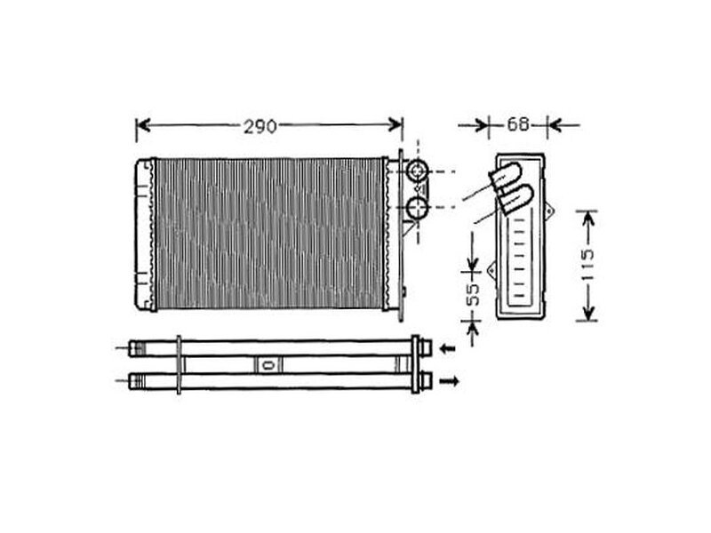 Radiator Incalzire Peugeot 405, 07.1987-10.1996, 406, 10.1995-03.1999, benzina, diesel, Tip Behr, aluminiu mecanic/plastic, 248x157x42 mm, SRLine