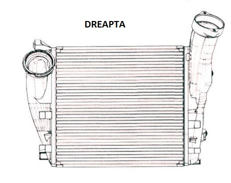 Intercooler Porsche Cayenne Turbo (92A), 06.2010-2017, motor 4.8 V8T 368/382kw, benzina, cu/fara AC, aluminiu brazat, 288x280x62 mm, intercooler dreapta; priza conectare Rapida stanga,