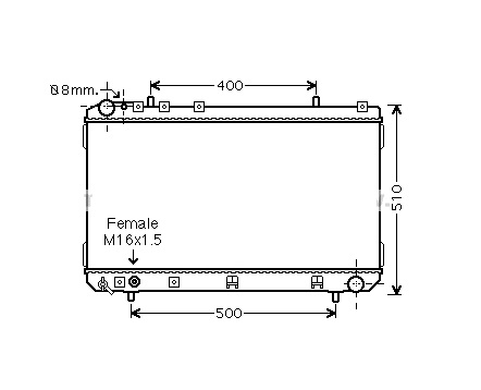 Radiator racire SSangYong Korando, 12.1996-2006, motor 2.9 D, 72 kw, diesel; 2.3, 103 kw, benzina, cutie manuala, cu/fara AC, 678x418x26 mm, aluminiu brazat/plastic,