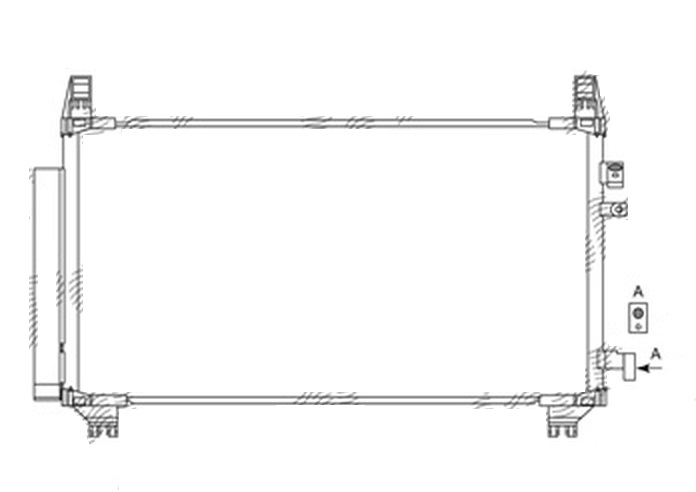 Condensator climatizare OEM/OES Toyota Yaris TS (XP90), 01.2007-12.2011, motor 1.8, 97 kw benzina, cutie manuala, full aluminiu brazat, 710(688)x345 (325)x16 mm, cu uscator si filtru integrat