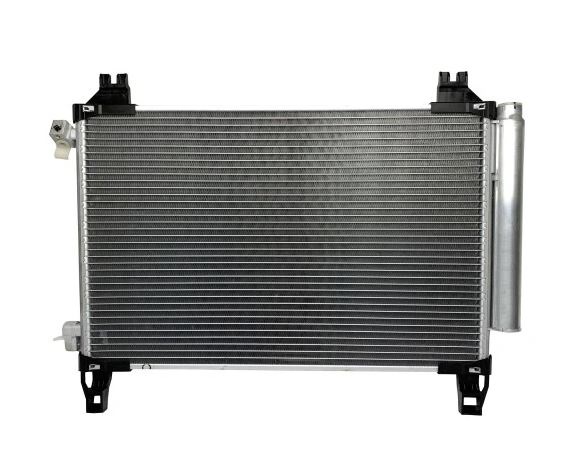 Condensator climatizare Toyota Yaris (XP130), 09.2011-08.2014, motor 1.3, 74 kw benzina, cutie manuala/CVT, full aluminiu brazat, 525 (490)x335 (322)x16 mm, cu uscator si filtru integrat