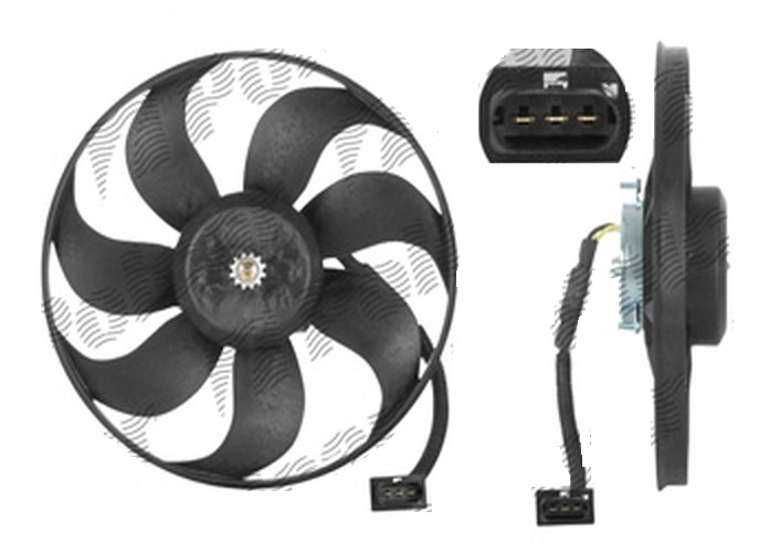 Ventilator radiator GMV Audi A3 (8l1), Tt (8n3); Seat Leon (1m1), Toledo 2 (1m2); Vw Bora (1j2), Golf 4 (1j1), New Beetle (9c1, 1c1)