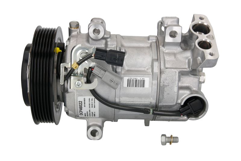 Compresor aer conditionat Nissan Qashqai (J11), 2013-, motorizare 1.5 dci, 81kw, diesel, rola curea 125 mm, 6 caneluri, de tip Denso: 6SBH14C