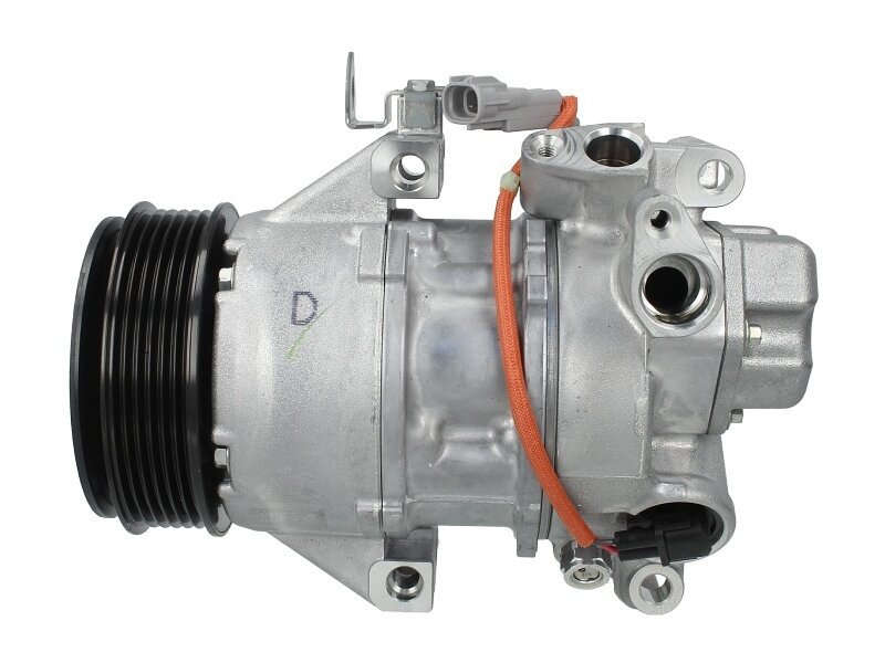 Compresor aer conditionat Toyota Yaris (XP90), 2006-2011, motor 1.0, 50kw/52kw, 1.3, 64kw, 1.33, 74kw, benzina; 1.4 D-4D, 66kw, diesel, rola curea 100 mm, 6 caneluri, de tip Denso: 5SER09C