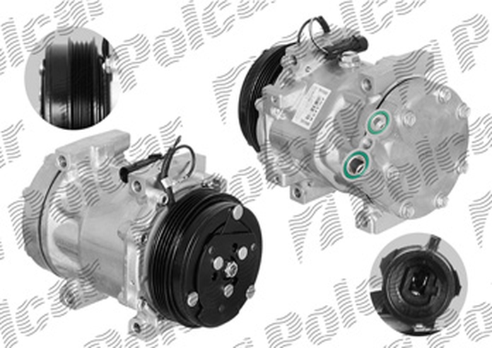 Compresor aer conditionat Citroen Jumper, 2006-2014, motorizare 3.0 HDI, 107kw/130kw, diesel, rola curea 112 mm, 4 caneluri, tip Sanden: SD7V16