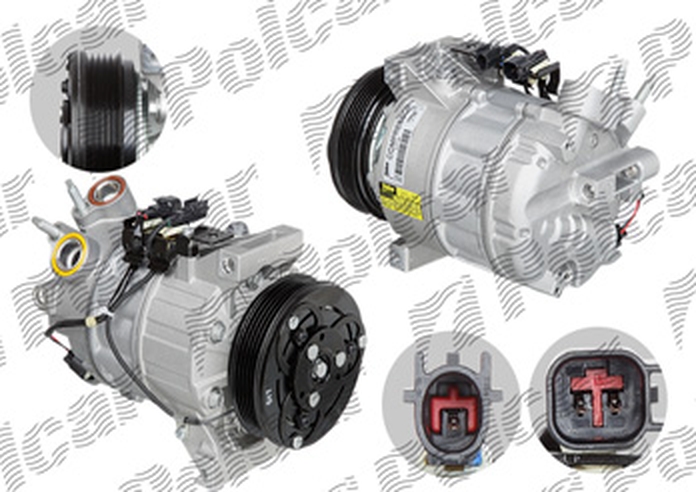 Compresor aer conditionat Volvo S80, 2006-2015, motorizare 2.0 d, 100kw, diesel; 2.0, 107kw; 2.5 T, 147kw/170kw, benzina, rola curea 114 mm, 5 caneluri, tip Zexel: DCS17EC